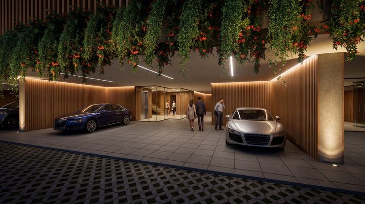 Garagem com jardim suspenso